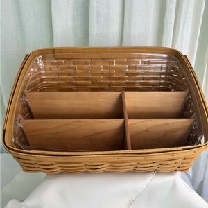 Longaberger Large Desktop Basket Woodcrafts Divider Protector Organizer Set